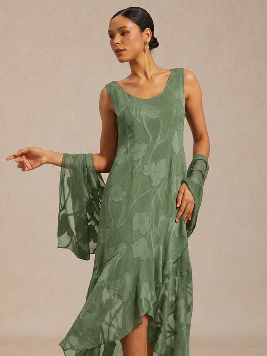 Sheer Floral Chiffon Shawl