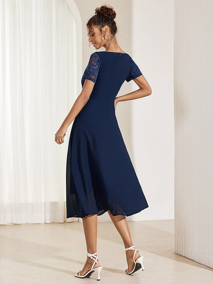 Lace Chiffon Midi Dress