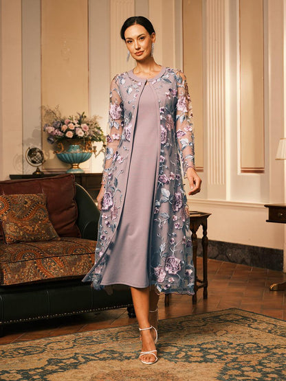 Lange Jacke aus Spitze mit Blumenstickerei