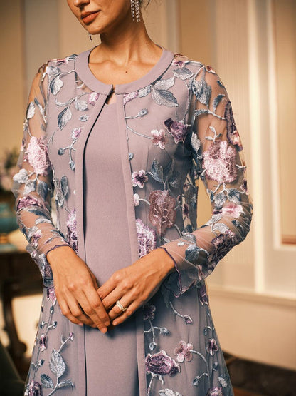 Lange Jacke aus Spitze mit Blumenstickerei