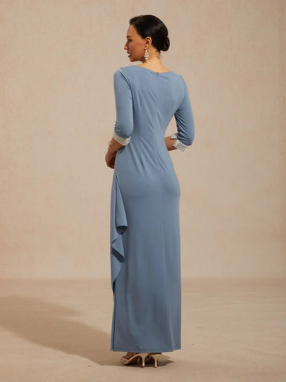 Empire Waist Jersey Dress with Beaded Cuff