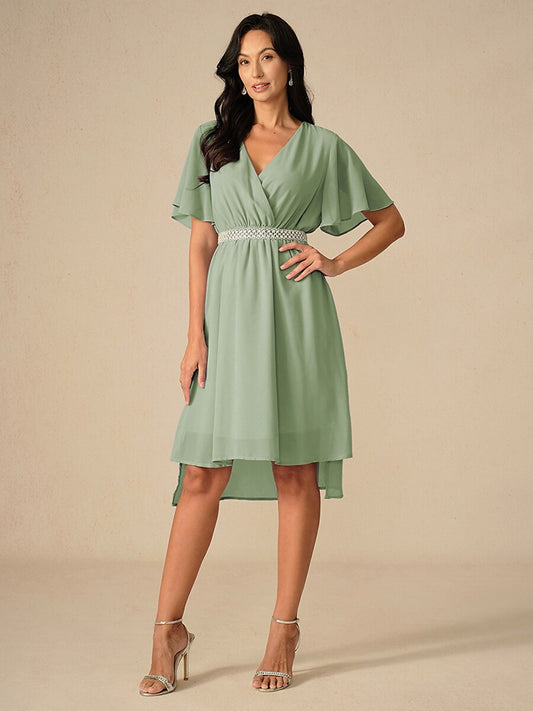 Elegant Pastel Pink A-Line Chiffon Dress