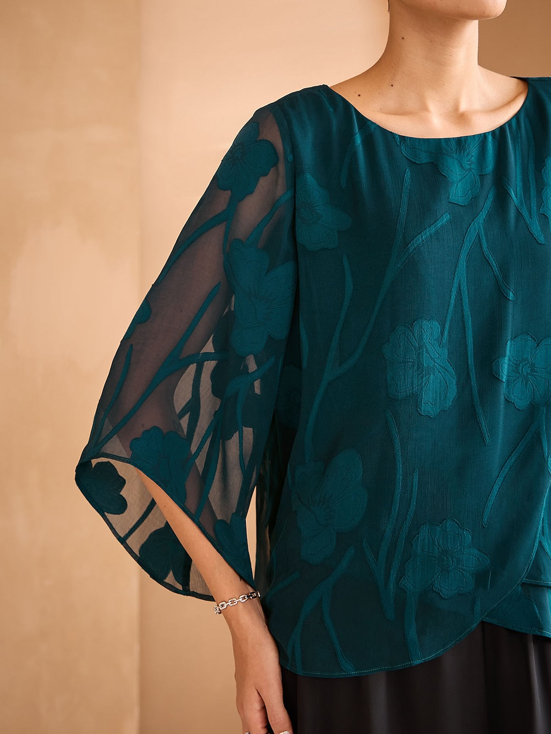 Floral Layered Chiffon Tops