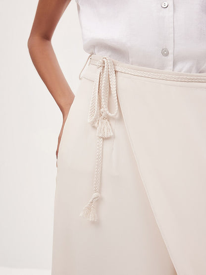 Asymmetrical Mid-Waist Wide-Leg Trousers