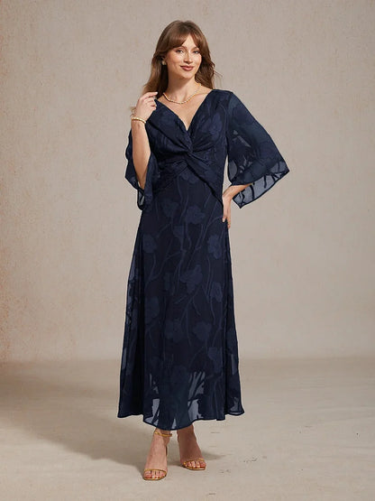 Robe longue en mousseline à volants, torsadée, à motif floral en dentelle