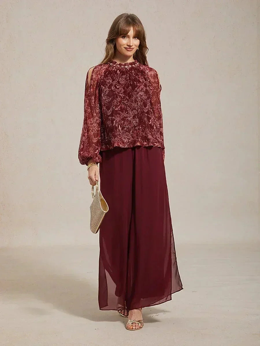 Straight Leg Chiffon Pants