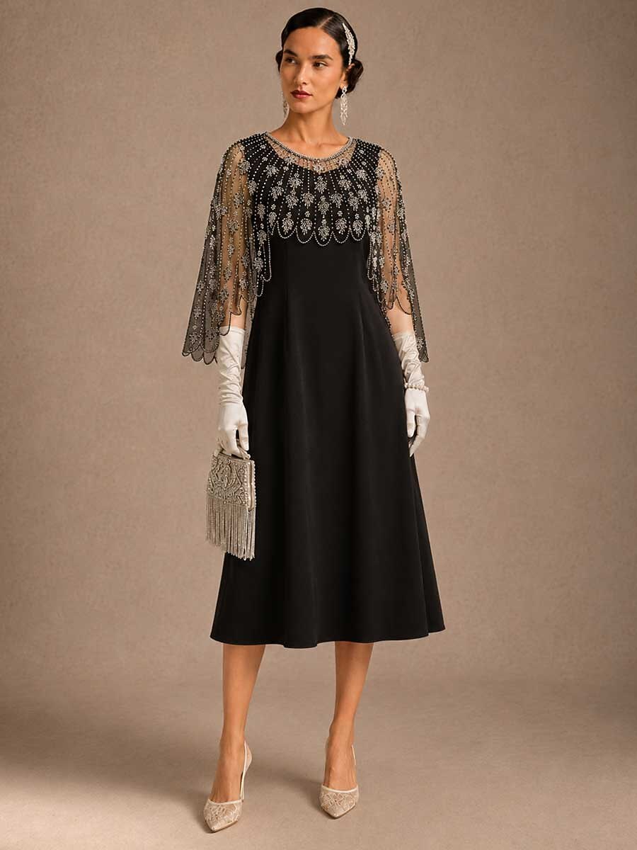 Vintage Beaded Mesh Shawl