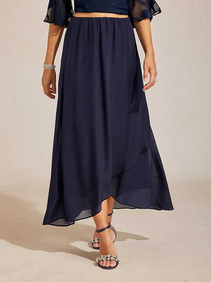 High-Low Overlay Chiffon Skirt with Lining