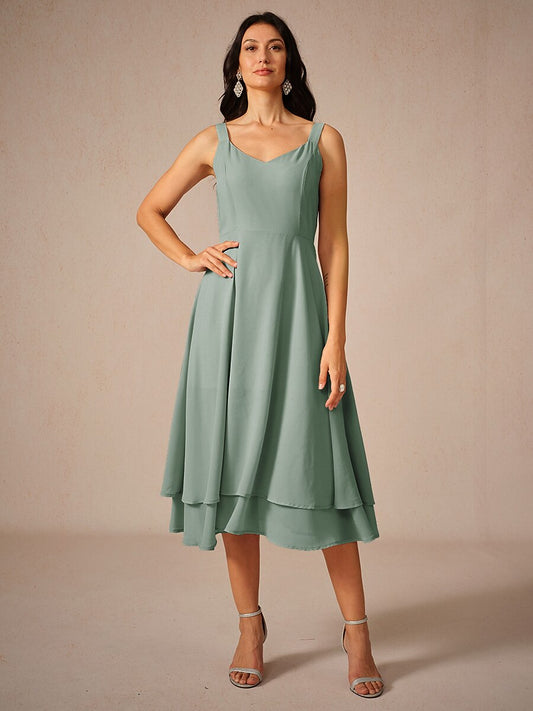 Chiffon Solid Color Lace Dress Set