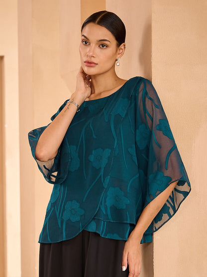 Floral Layered Chiffon Tops