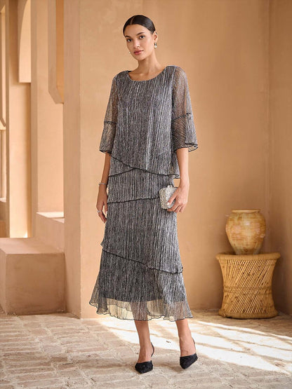 Pleated Layered Chiffon Skirt
