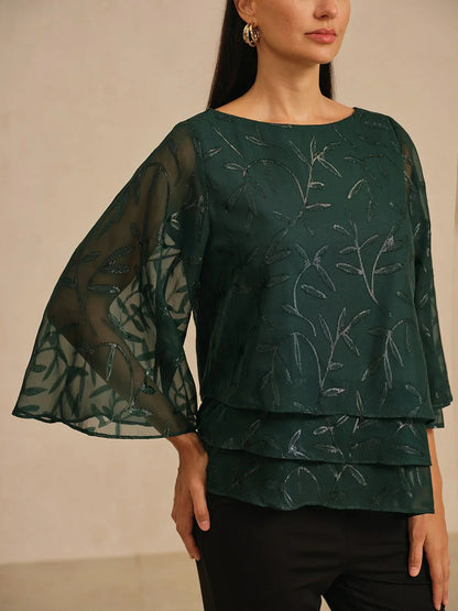 Chiffon Leaf Layered Blouse