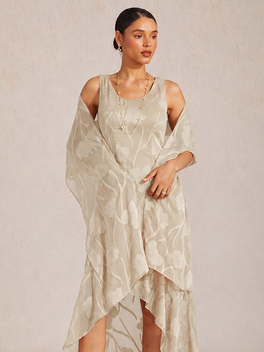 Sheer Floral Chiffon Shawl