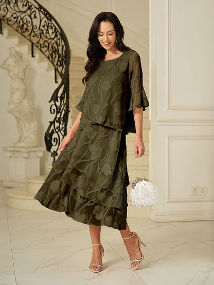 Floral Chiffon Midi Skirt