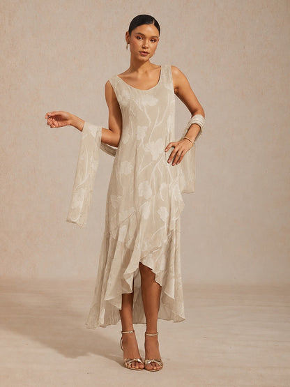 Sheer Floral Chiffon Shawl