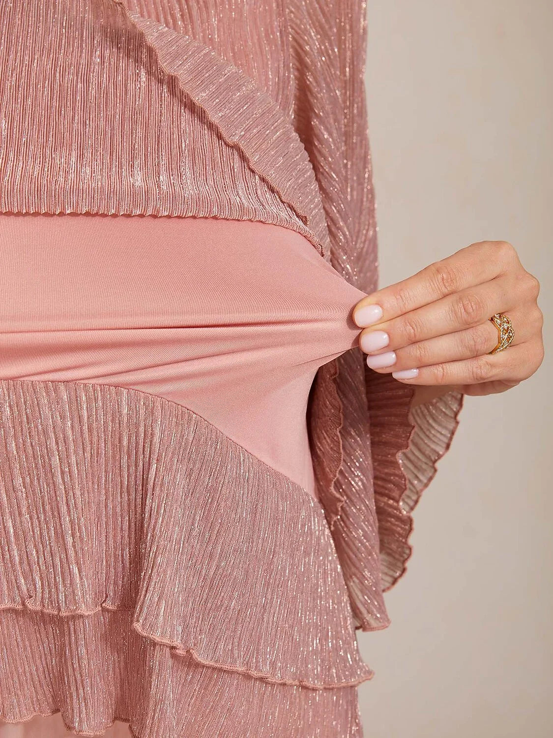 Metallic Chiffon Pleated Blouse