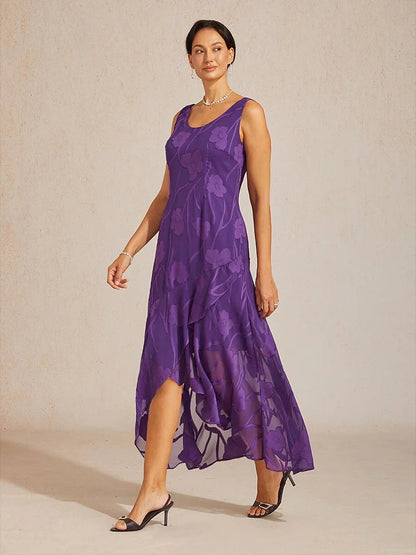 Floral Chiffon Sleeveless Gown
