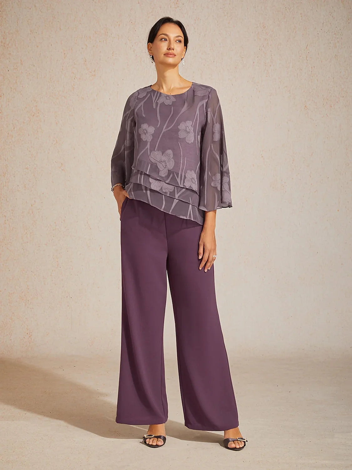 Mid-Rise Elastic Waist Wide-Leg Pants with Pockets