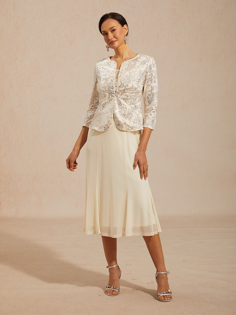 Midi Sequin Embroidered Jacket Dress