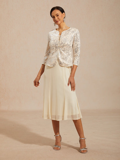 Midi Sequin Embroidered Jacket Dress