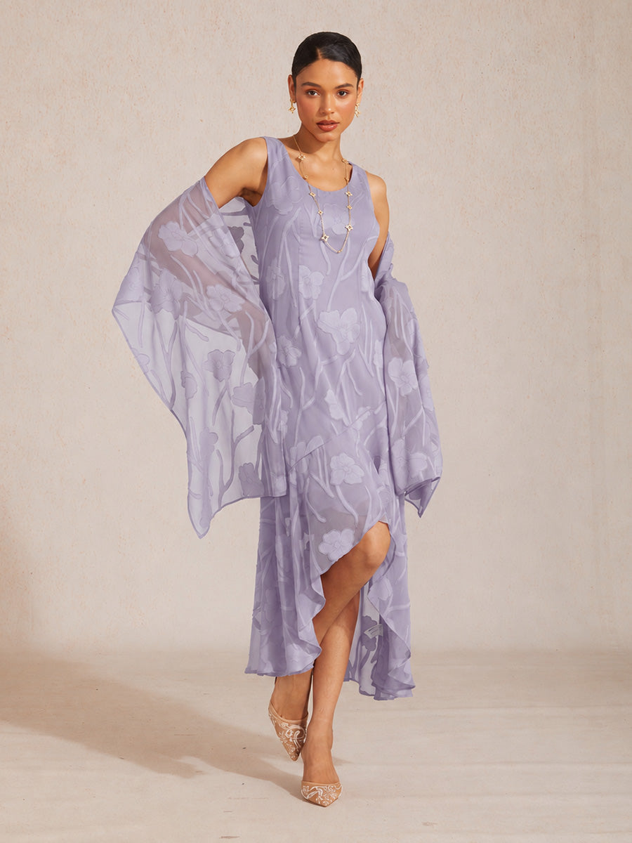 Sheer Floral Chiffon Shawl
