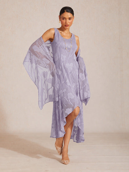 Sheer Floral Chiffon Shawl