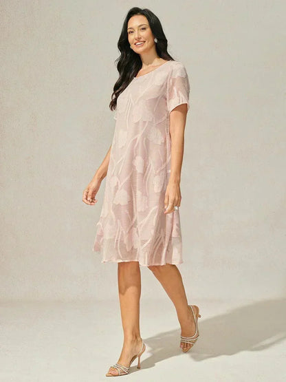Floral Sheer Chiffon Knee-Length A Line Dress