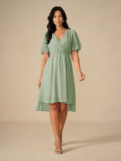 Elegant Pastel Pink A-Line Chiffon Dress