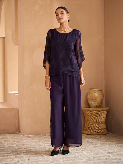 Floral Layered Chiffon Tops