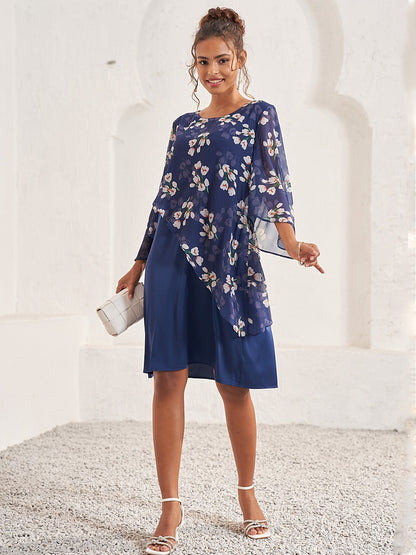 Floral Patchwork Chiffon Dress