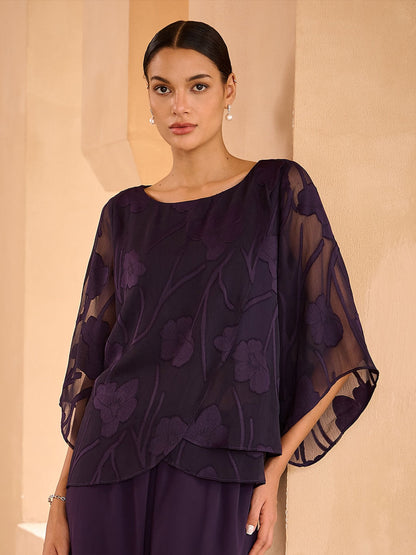 Floral Layered Chiffon Tops