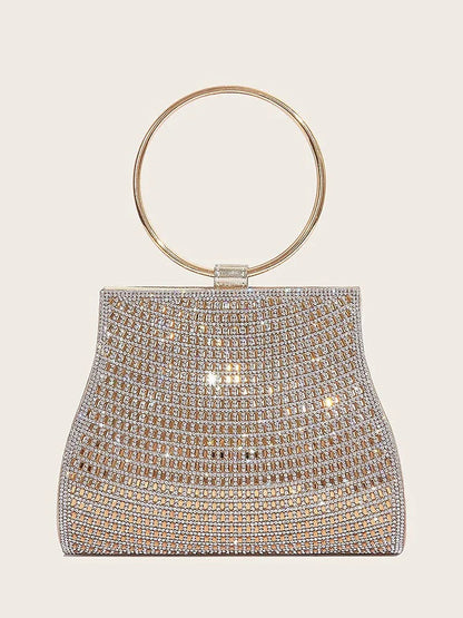 Crystal Clutch with Gold Ring Handle C Elegant Bag