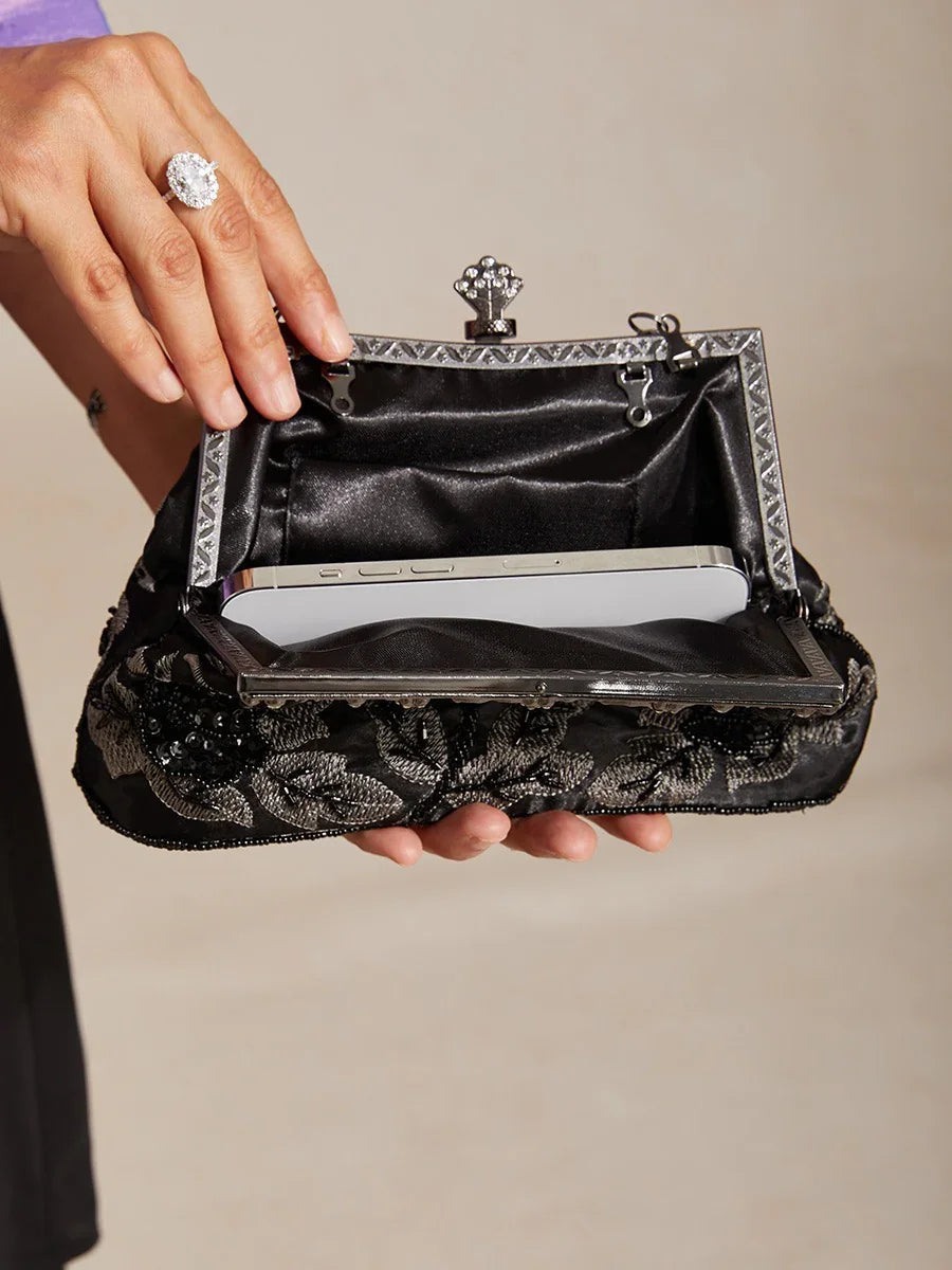 Sequin Embroidery Velvet Handbag Evening Bag