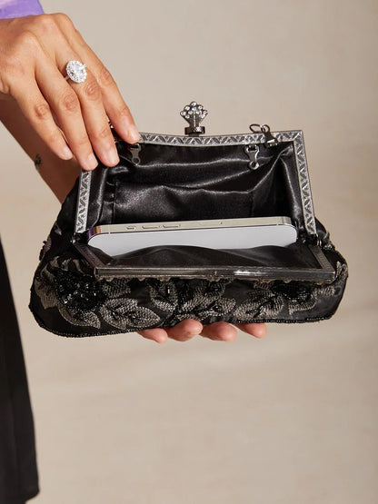 Sequin Embroidery Velvet Handbag Evening Bag