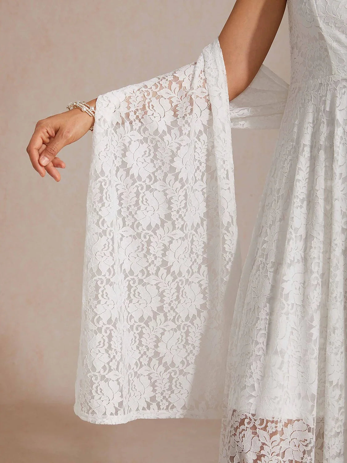 Lightweight Sleeveless Lace Wedding Dress with Matching Shawl