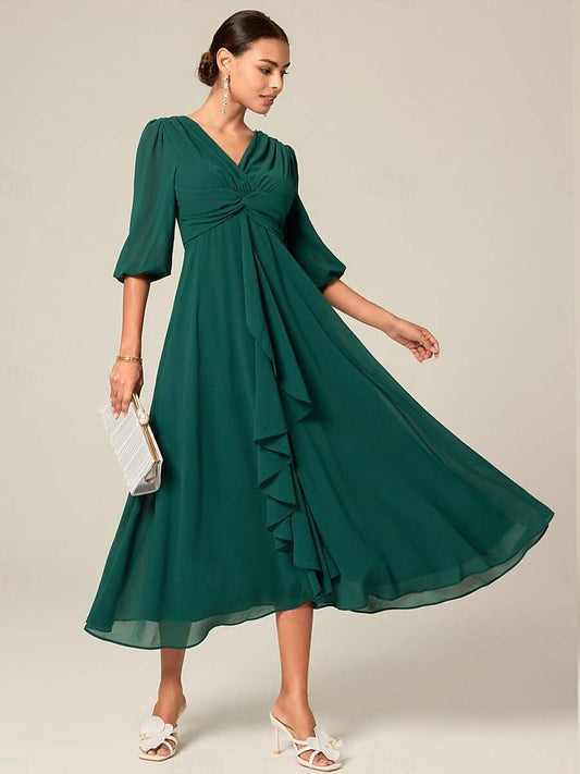Green Party & Formal Chiffon Dress