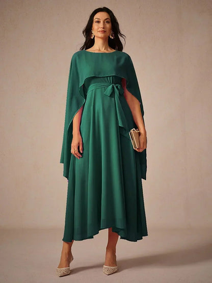 Two-Way Sheer Chiffo Cape Dress