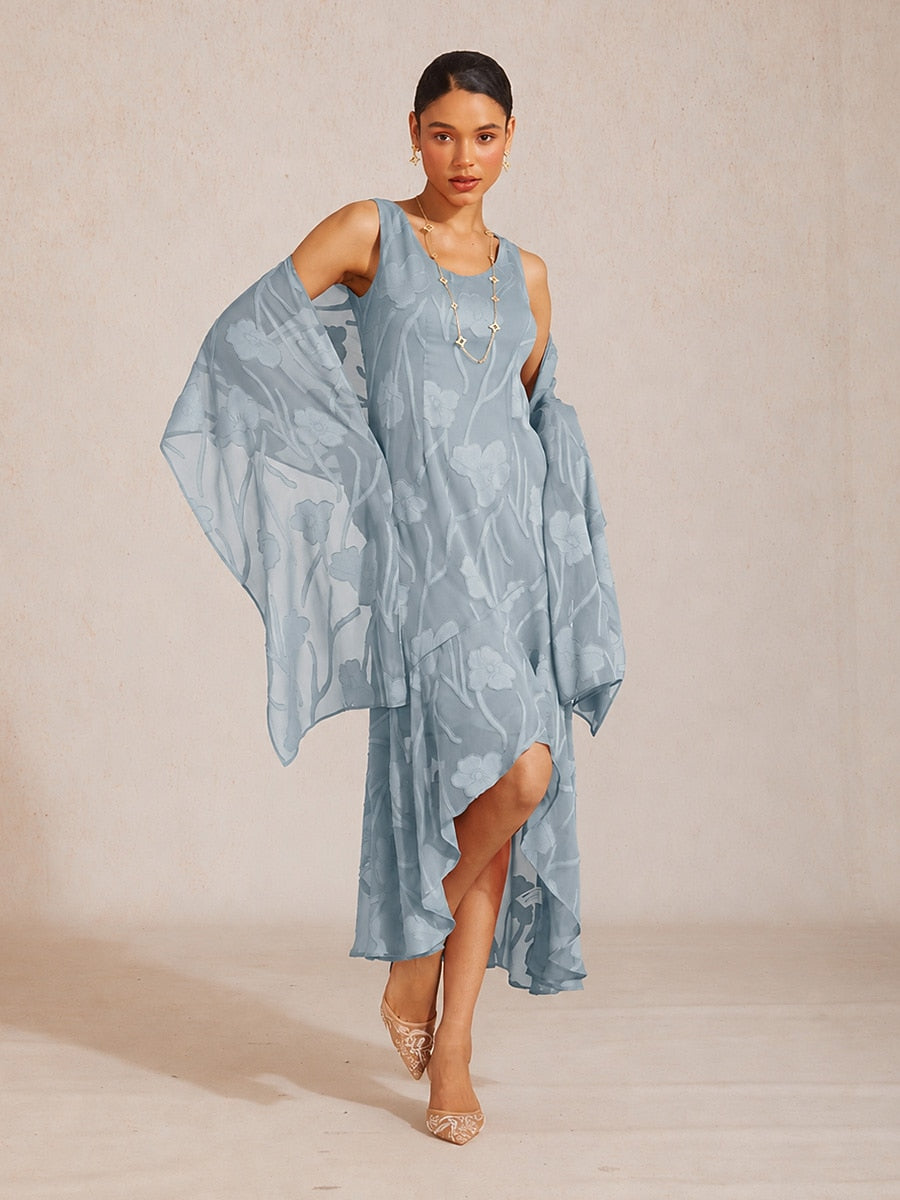 Sheer Floral Chiffon Shawl