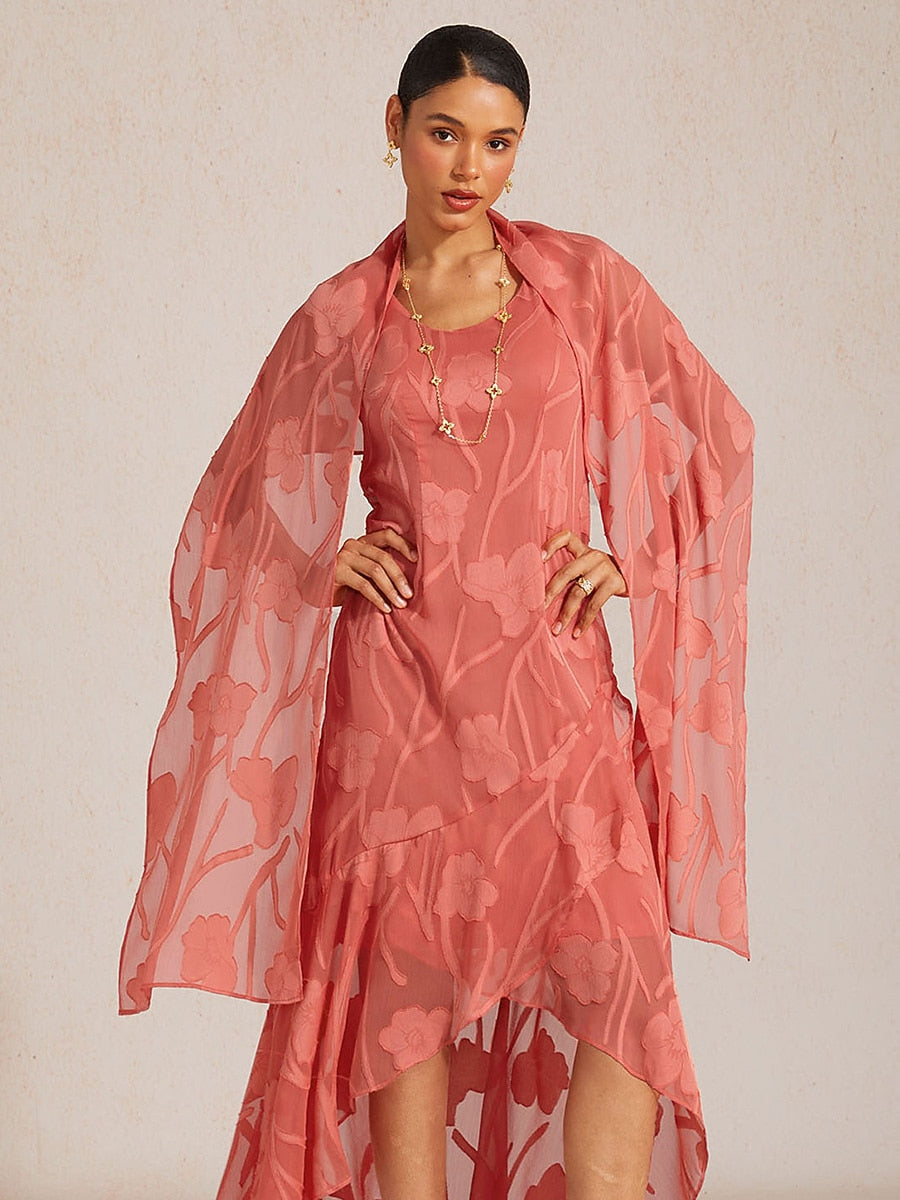 Sheer Floral Chiffon Shawl