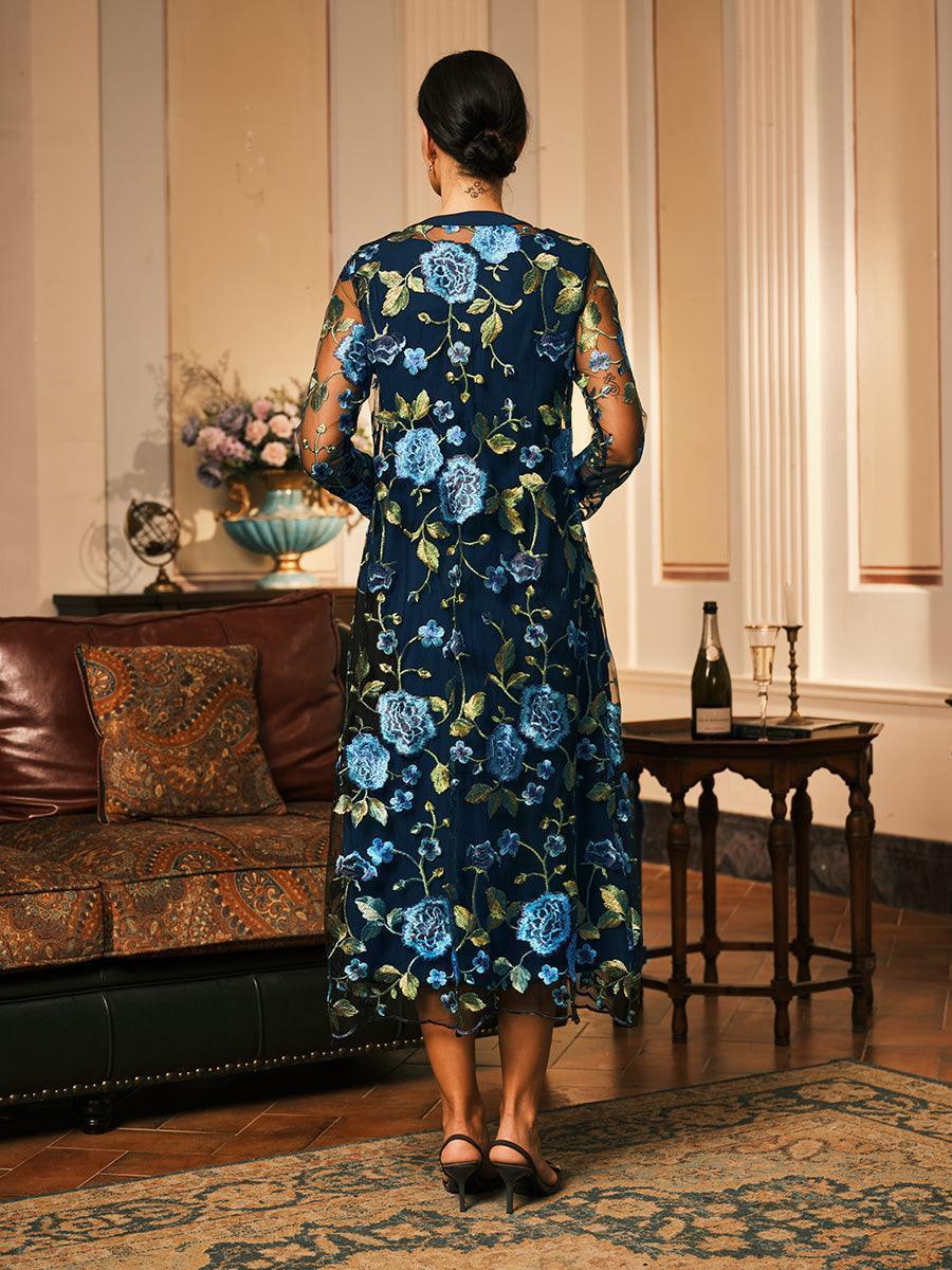 Lace Embroidered Floral Dress Set