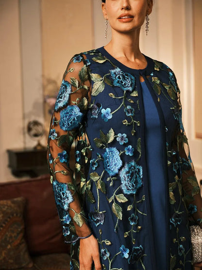 A-line Dress With Embroidered Lace Jacket