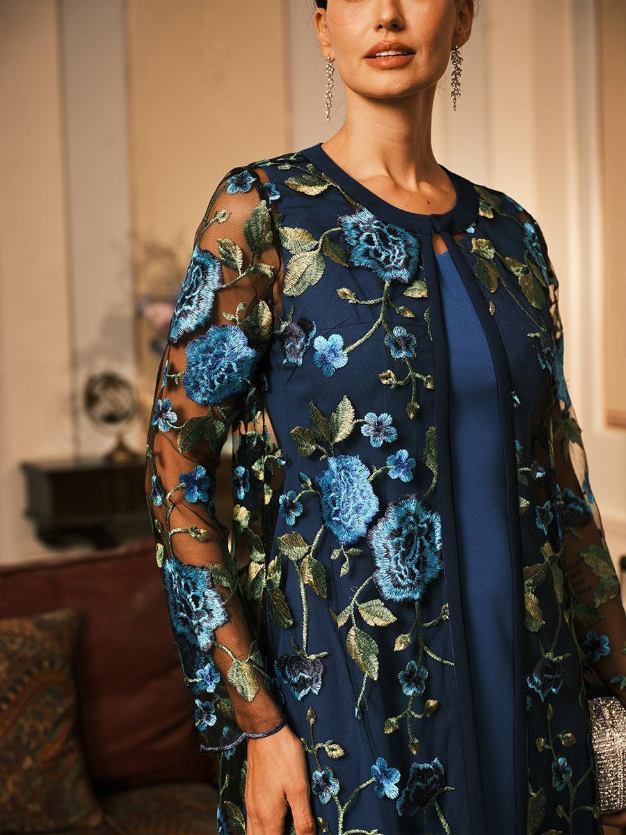 Lace Embroidered Floral Dress Set