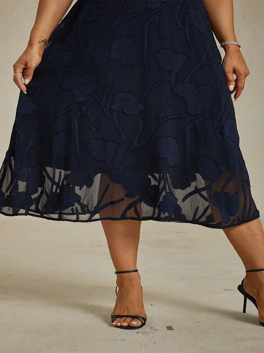 Ruffle Flutter Lace Maxi Dress for Plus Size