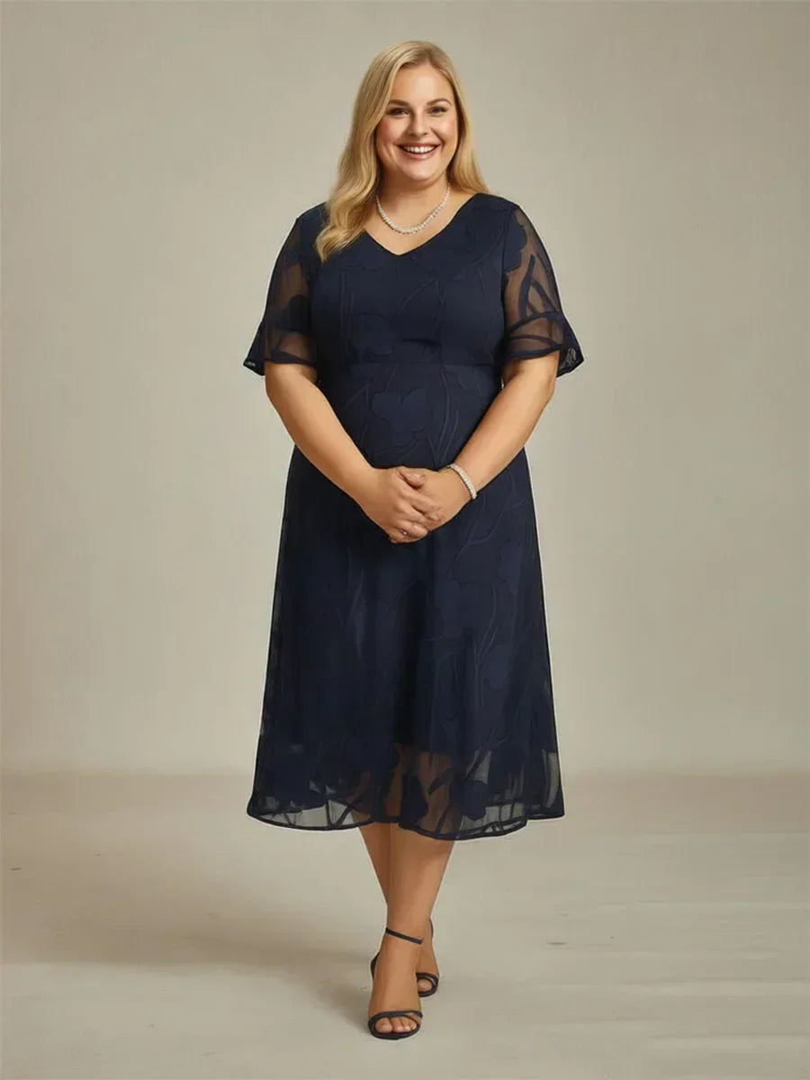 Ruffle Flutter Lace Maxi Dress for Plus Size