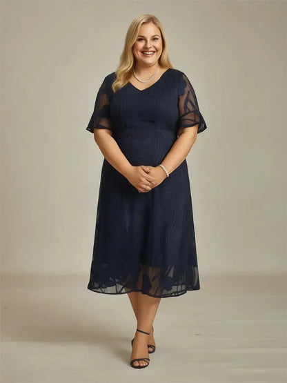 Ruffle Flutter Lace Maxi Dress for Plus Size