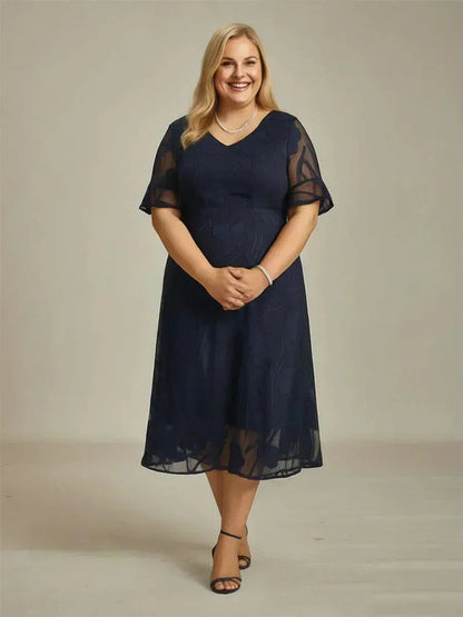 Ruffle Flutter Lace Maxi Dress for Plus Size