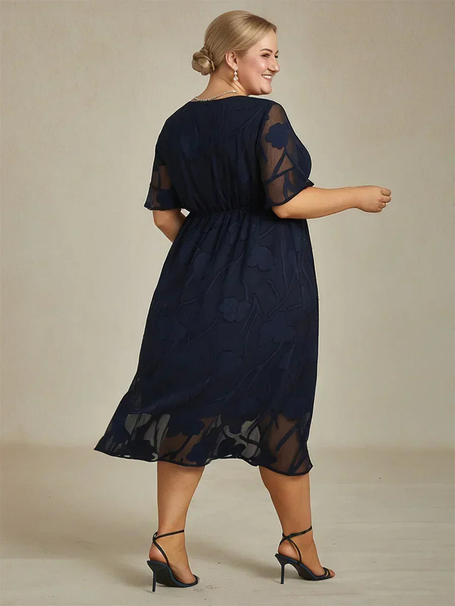 Ruffle Flutter Lace Maxi Dress for Plus Size