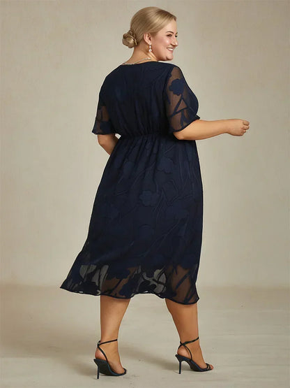 Ruffle Flutter Lace Maxi Dress for Plus Size