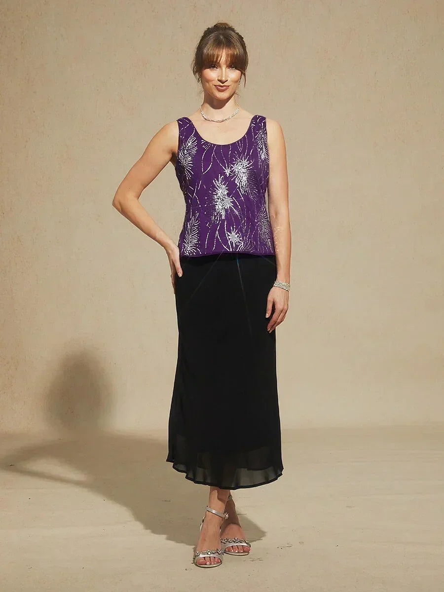 Elegant Mandarin Collar Sequin Twinset