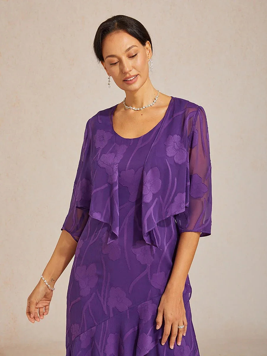 Floral Sheer Chiffon 3/4 Sleeve Shrug